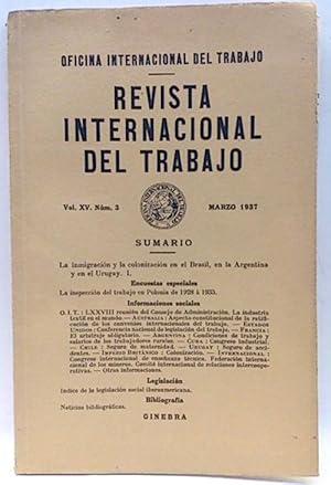 Imagen del vendedor de Revista Internacional Del Trabajo (Vol. Xv. Num. 3) Marzo 1937 a la venta por SalvaLibros