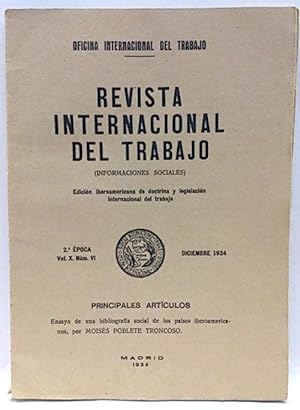 Imagen del vendedor de Revista Internacional Del Trabajo (Vol. X. Num. Iv) Diciembre 1934 a la venta por SalvaLibros