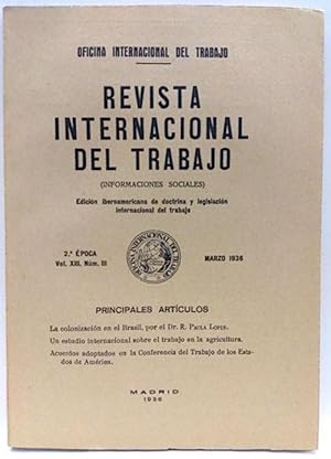 Imagen del vendedor de Revista Internacional Del Trabajo (Vol.Xiii. Num. Iii) Marzo 1936 a la venta por SalvaLibros