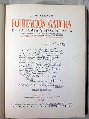 Bild des Verkufers fr EQUITACIN GAUCHA EN LA PAMPA Y MESOPOTAMIA.Ilustrado: E. MARENCO. E. AMADEO ARTAYETA y JORGE D. CAMPOS. EJ. NUMERADO zum Verkauf von DEL SUBURBIO  LIBROS- VENTA PARTICULAR