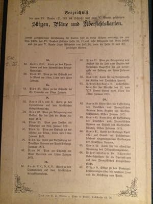 Bild des Verkufers fr Der deutsch-franzsische Krieg 1870-1871, redigiert vom Generalstabe Karten IV, V von Seite 783 (Verzeichnis der zum IV. Bande (S. 783 bis Schlu) und zum V. Bande gehrigen Skizzen, Plne und bersichtskarten) zum Verkauf von Bookstore-Online