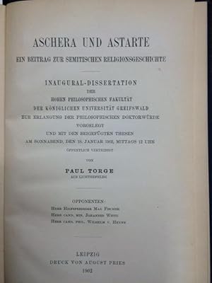 ASHERA UND ASTARTE. Ein Beitrag zur semitischen Religionsgeschichte. Inaugural-Dissertation. Univ...