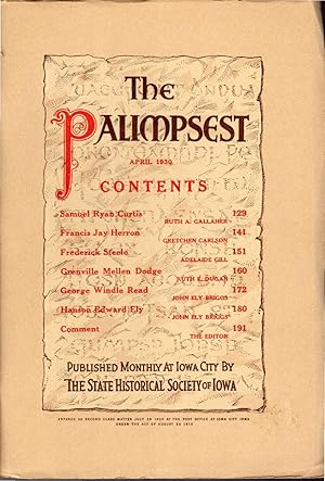 Seller image for The Palimpsest, Volume XI, No. 4: April, 1930 for sale by Dorley House Books, Inc.