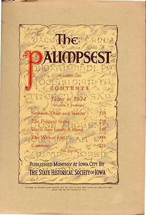 Seller image for The Palimpsest, Volume XVI, No. 8: August, 1935 for sale by Dorley House Books, Inc.