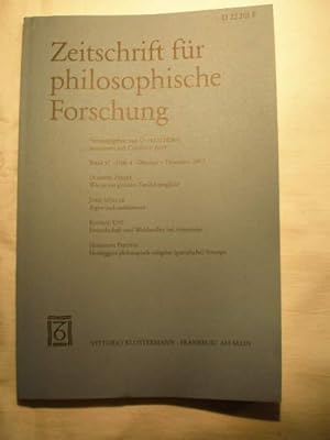 Imagen del vendedor de Zeitschrift fr philosophische Forschung. Band 57. Heft 4. Oktober - Dezember 2003 a la venta por Librera Antonio Azorn