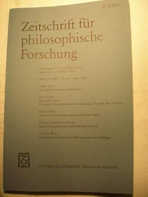 Imagen del vendedor de Zeitschrift fr philosophische Forschung. Band 57. Heft 1. Januar - Mrz 2003 a la venta por Librera Antonio Azorn