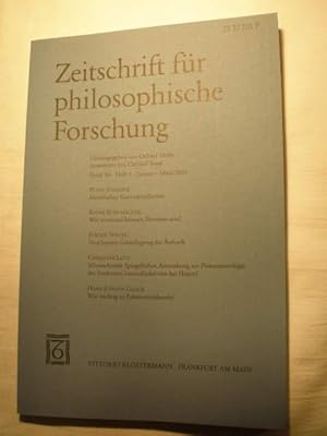 Bild des Verkufers fr Zeitschrift fr philosophische Forschung. Band 56. Heft 1. Januar - Mrz 2002 zum Verkauf von Librera Antonio Azorn