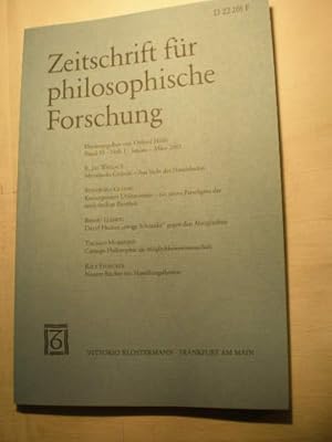 Imagen del vendedor de Zeitschrift fr philosophische Forschung. Band 55. Heft 1. Januar - Mrz 2001 a la venta por Librera Antonio Azorn