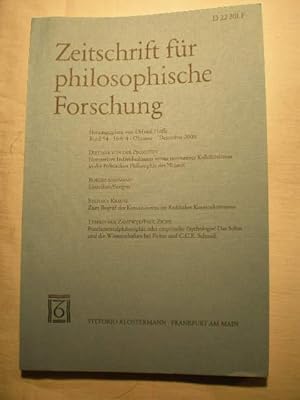 Seller image for Zeitschrift fr philosophische Forschung. Band 54. Heft 4. Oktober - Dezember 2000 for sale by Librera Antonio Azorn