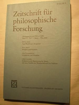 Image du vendeur pour Zeitschrift fr philosophische Forschung. Band 54. Heft 1. Januar - Mrz 2000 mis en vente par Librera Antonio Azorn