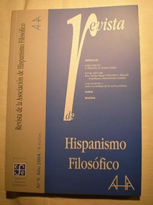 Imagen del vendedor de Revista de hispanismo filosófico. Num. 9 - Octubre 2004 a la venta por Librería Antonio Azorín