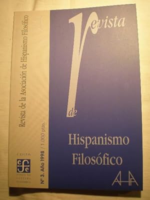Imagen del vendedor de Revista de hispanismo filosfico. N 3 - Octubre 1998 a la venta por Librera Antonio Azorn