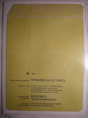 Revista Anthropos Nº 35 - 1984 . Fernando Calvet Prats. Bioquímica