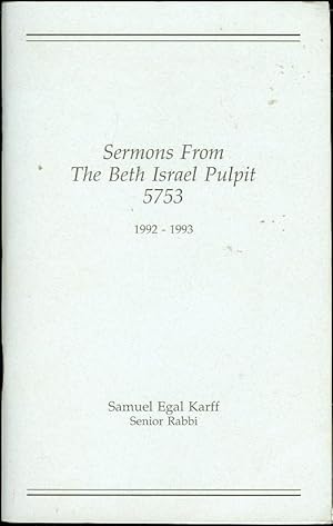 Image du vendeur pour Sermons From The Beth Israel Pulpit 5753 (1992-1993) mis en vente par Bookmarc's