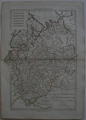 "Partie Europeene de l`Empire de Russie". grenzkolorierte Kupferstichkarte, 1781, 34,5 x 25 cm, o...