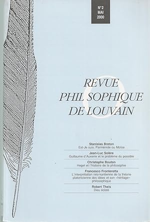 Revue Philosophique De Louvain Tome 98, No. 2, Mai , 2000