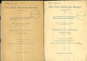 First Unitarian Society of Chicago (1836) Monthly Calendar, October 1897 [and] Monthly Calendar, ...