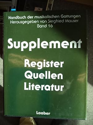 Handbuch der Musikalischen Gattungen, band 16 - Supplement - Register, Quellen, Literature