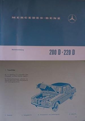 Bild des Verkufers fr Mercedes Benz Betriebsanleitung 200 D/8 - 220 D/8 zum Verkauf von Antiquariat  Lwenstein