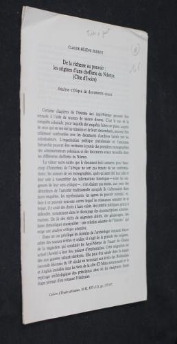 Bild des Verkufers fr De la richesse au pouvoir : les origines d'une chefferie du Ndenye (Cte d'Ivoire) (in 'Cahiers d'Etudes africaines 61-62, tome XVI) zum Verkauf von Abraxas-libris