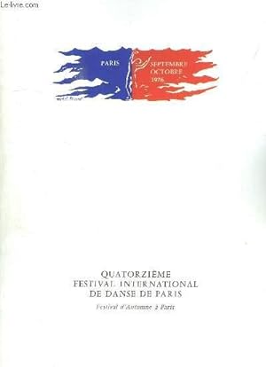 Seller image for Programme du Quatorzime Festival International de Danse de Paris. for sale by Le-Livre