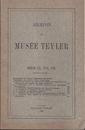 Image du vendeur pour ARCHIVES DU MUSEE TEYLER: S rie III, Vol. VII (Fascicule 5) mis en vente par OLD WORKING BOOKS & Bindery (Est. 1994)