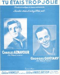 Seller image for Tu tais Trop Jolie Paroles et Musique De Charles Aznavour for sale by Au vert paradis du livre