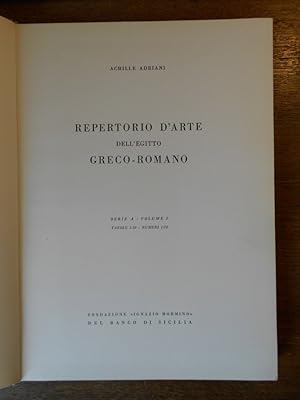 Bild des Verkufers fr Repertorio d'arte dell'egito greco-romano. Serie A. Volume 1. zum Verkauf von Librairie Le Trait d'Union sarl.