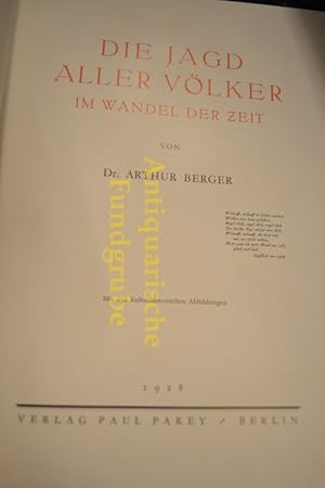 Immagine del venditore per Die Jagd aller Vlker im Wandel der Zeit A. Berger venduto da Antiquarische Fundgrube e.U.