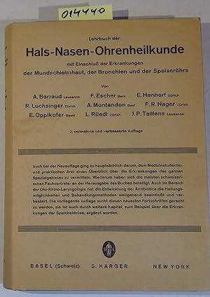 Lehrbuch der Hals-Nasen-Ohrenheilkunde mit Einschluß der Erkrankungen der Mundschleimhaut, der Br...