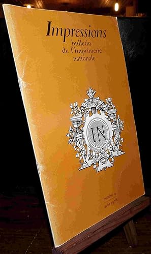 Seller image for IMPRESSIONS - BULLETIN DE L'IMPRIMERIE NATIONALE - NUMERO 9 for sale by Livres 113