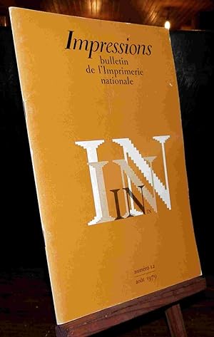 Bild des Verkufers fr IMPRESSIONS - BULLETIN DE L'IMPRIMERIE NATIONALE - NUMERO 12 zum Verkauf von Livres 113