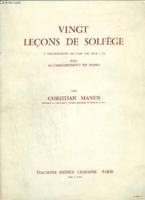 Seller image for 20 LECONS DE SOLFEGE - A CHANGEMENTS DE CLES SUR 7 PHOTOCOPIE DE L'OUVRAGE : CLES AVEC ACCOMPAGNEMENT DE PIANO. for sale by Le-Livre
