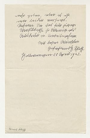 Imagen del vendedor de Eigenh. Brief mit U. a la venta por Eberhard Kstler Autographen&Bcher oHG