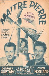 Imagen del vendedor de Matre Pierre , La Plus Belle Chanson Franaise De J. Plante et H. Betti a la venta por Au vert paradis du livre