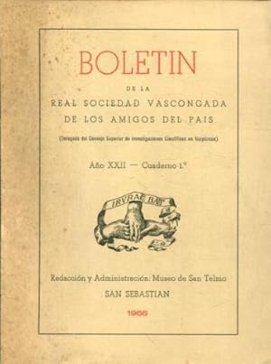 BOLETIN DE LA REAL SOCIEDAD VASCONGADA DE AMIGOS DEL PAIS. AÑO XXII-CUADERNO 1º.