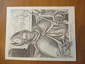 Arrius Bischop -Original Woodcut Portrait By Christopher Van Sichem, From Iconica & Historica Des...