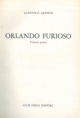 Bild des Verkufers fr Orlando furioso. zum Verkauf von Libreria Piani
