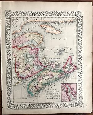 Map of Nova Scotia, New Brunswick Cape Breton Island and Prince Edward Island in Counties