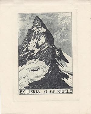 ExLibris Olga Rigele, Matterhorn, Radierung, 15 x 10 cm