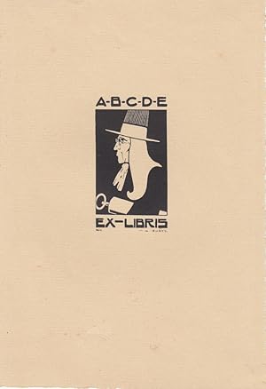 ExLibris A-B-C-D-E, Holzschnitt, 1920, 8 x 4 cm / 23 x 15,5 cm