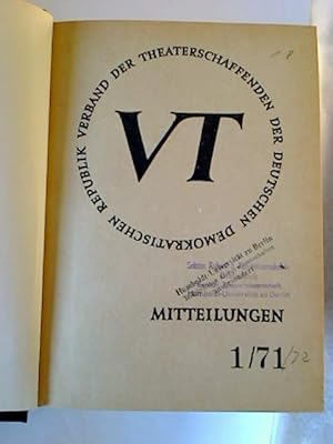 Mitteilungen / Verband der Theaterschaffenden der DDR. - 1971/1972, 1 - 5 (gebunden 1 Bd.)