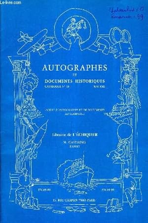 Image du vendeur pour L'ECHIQUIER - AUTOGRAPHES ET DOCUMENTS HISTORIQUES - CATALOGUE N10 - MAI 1981 - REFERENCE DE 1 A 127. mis en vente par Le-Livre