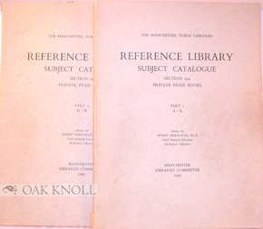 Immagine del venditore per REFERENCE LIBRARY SUBJECT CATALOGUE SECTION 094 PRIVATE PRESS BOOKS venduto da Oak Knoll Books, ABAA, ILAB