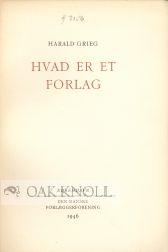 Image du vendeur pour HVAD ER ET FORLAG? [WHAT IS A PUBLISHING HOUSE?] mis en vente par Oak Knoll Books, ABAA, ILAB