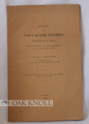 Seller image for MMOIRE SUR VINGT-QUATRE ESTAMPES ITALIENNES DU XVE SICLE for sale by Oak Knoll Books, ABAA, ILAB