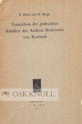 Immagine del venditore per VERZEICHNIS DER GEDRUCKTEN SCHRIFTEN DES ANDREAS BODENSTEIN VON KARLSTADT venduto da Oak Knoll Books, ABAA, ILAB