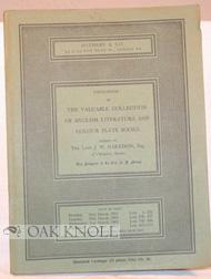 CATALOGUE OF THE VALUABLE COLLECTION OF ENGLISH LITERATURE AND COLOUR PLATE BOOKS
