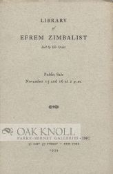 Seller image for FIRST EDITIONS OF ENGLISH AND AMERICAN AUTHORS. LIBRARY OF EFREM ZIMBALIST for sale by Oak Knoll Books, ABAA, ILAB