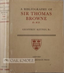 Bild des Verkufers fr BIBLIOGRAPHY OF SIR THOMAS BROWNE.|A zum Verkauf von Oak Knoll Books, ABAA, ILAB